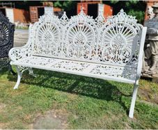 Bench Cast Iron Crown Large White CH R 714 W