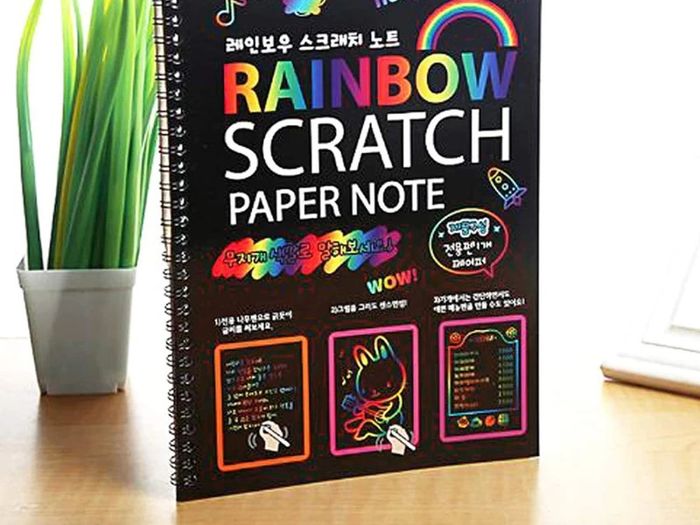 Rainbow Magic Scratch Paper Children's Art Book Black DIY Rainbow Art Paper Card Neon Scratch Book with Wood Stick