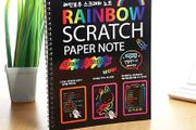 Rainbow Magic Scratch Paper Children's Art Book Black DIY Rainbow Art Paper Card Neon Scratch Book with Wood Stick