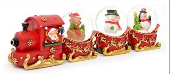 Snowglobe Set of 3pcs Sleigh Train Carriages & Engine
