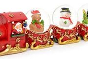 Snowglobe Set of 3pcs Sleigh Train Carriages &amp; Engine