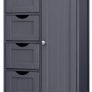 Wooden Bathroom Sideboard with 4 Drawers, Cabinet Door, Adjustable Shelf, Living Room, Kitchen, Hallway, Deep, Freestanding, Gray Image 2