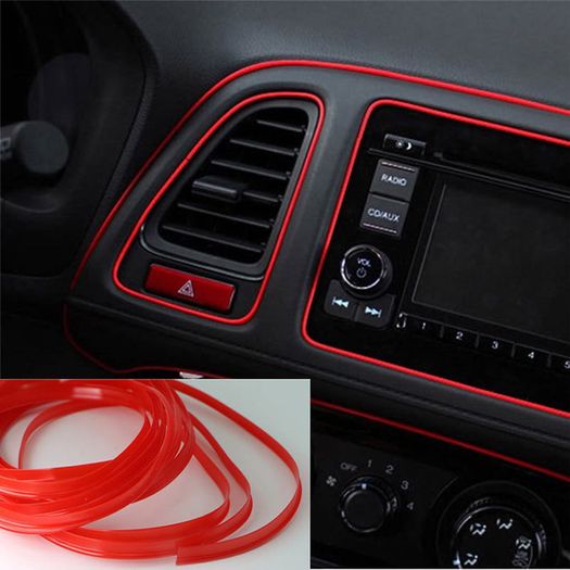 5M Line Car Van Interior Decor Red Point Edge Gap Door Panel Accessories Molding