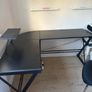 Black L-Shaped Corner Desk with Monitor Shelf Image 3