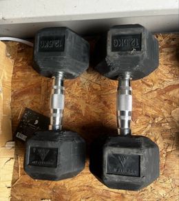 2x12.5kg hex rubber dumbbells