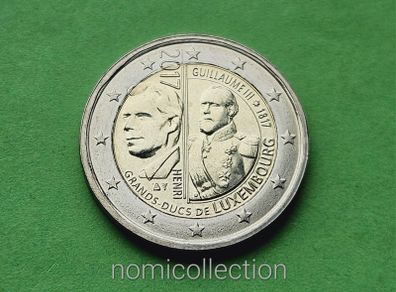 Luxembourg 2017 year Uncirculated 2 Euro coin.