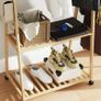 Bamboo Clothes Rack, with Shelves and Hooks - Natural Finish Image 6