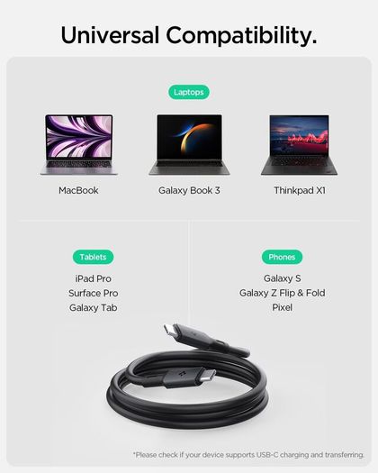 Spigen ArcWire Thunderbolt 4 Cable 240W Fast Charging 6.6/2m 40Gbps Data Transfer USB-IF Certified PD3.1 EPR USB4 Gen3 - Boxed!