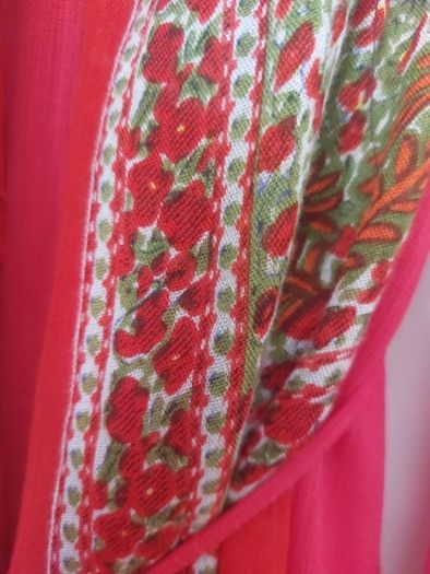 Zara apple red belted dress with free shawl