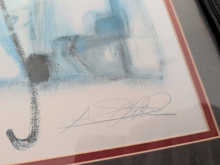 1980/90s Purchased via middle east Two Signed Alfred Gockel Abstract Figurative Artworks  Framed 1980s1990s