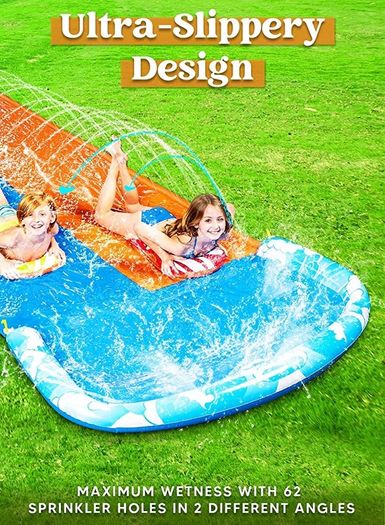 685 cm Slip Slide and 2 Bodyboards, Lawn Water Slides Slip N Waterslides Summer Water Toy with Build in Sprinkler for Backyard Outdoor Water Fun for Kids Adults (FREE SHIPPING)