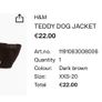H&M Brown Teddy Dog Jacket XXS / Smallest Size Image 7