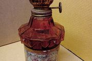 Vintage Amber Glass / Oil Kerosene Lamp