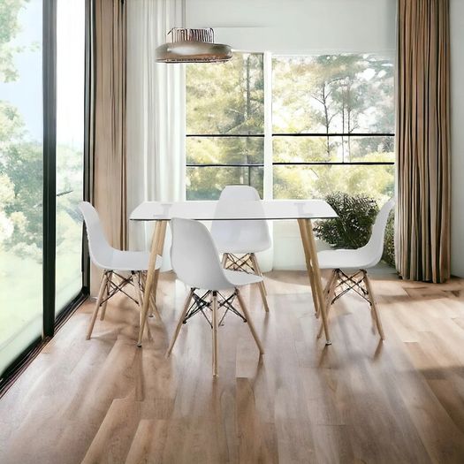 Modern Nordic Dining Set + 4 chairs white
