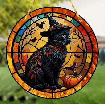 Witchy Cat in Library - house decoration