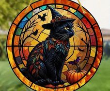 Excellent not only for Halloween - Wizard Cat Ornament - great indoors & outdoors