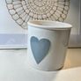 Ceramic Plant Pot with blue/grey Hearts Image 3