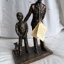 Signed Jeanne Rynhart Bronze Statue - Male Garda and Boy With Tag Image 4