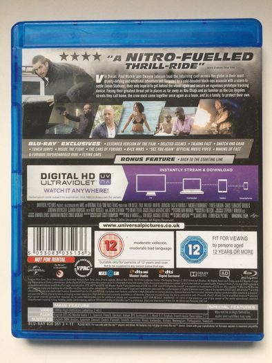 Fast & Furious Movies 1-7 [Blu-ray Movie] Paul Walker & Vin Diesel [Blu-ray Movie]