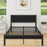 Double Bed Frame with Wooden Storage Shelf Headboard Image 7