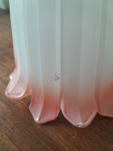 Vintage Frosted White and Pink Glass Shade