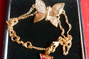 Guess Woman Bracelet Butterfly Zircons Golden Steel