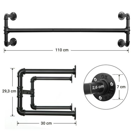 2 x Wall-Mounted Clothes Pipe Racks - FREE Nationwide Delivery