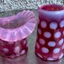 Fenton Cranberry opalescent coin dot glass Image 2