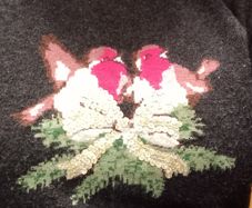 Cath Kidston Christmas jumper robin design gold sequin bow S