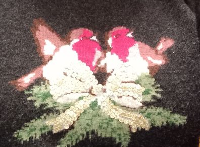 Cath Kidston Christmas jumper robin design gold sequin bow S