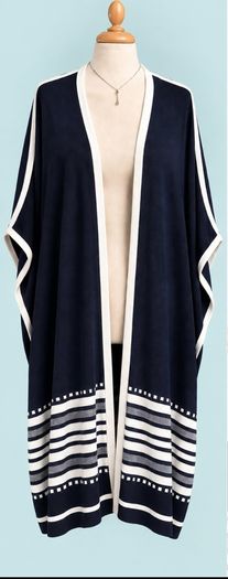 Jasper Conran Navy & White Linen Blend Cape