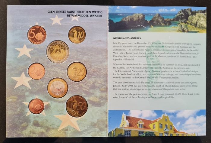 Netherlands Antilles 2004 Euro Probe Essai Trial Prototype 8 Coin Set