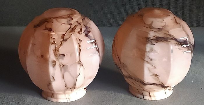 Pair of Bauhaus pink glass lampshade