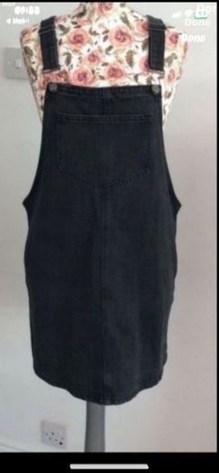 dress black denim pinafore dress size 12