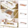 _Dressing table, dressing table with stool, cosmetic table with oval mirror and open compartment, drawers, modern, for bedrooms, dressing rooms, white and gold-colored Image 5