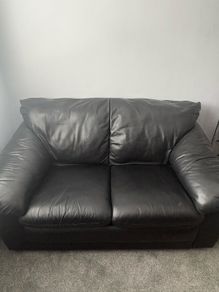 2 Seater Black Leather Couch