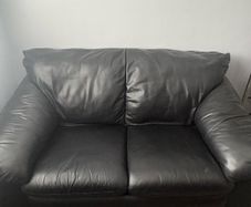 2 Seater Black Leather Couch