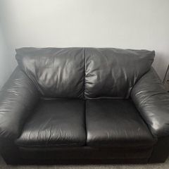 2 Seater Black Leather Couch
