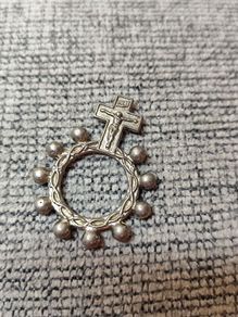 Vintage Italian Silver Rosary Ring / Decade Finger Rosary