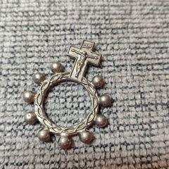 Vintage Italian Silver Rosary Ring / Decade Finger Rosary