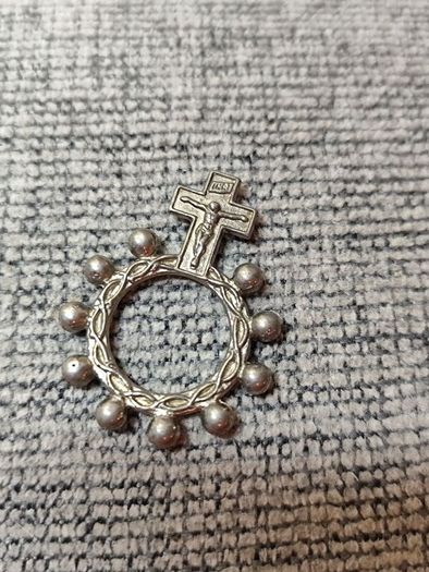 Vintage Italian Silver Rosary Ring / Decade Finger Rosary