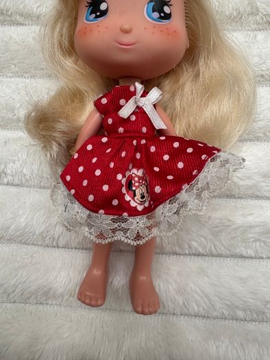 Mini doll I love Minnie Famosa Disney blonde dress red approx. 16 cm. Used Please see pictures