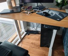 FLEXISPOT ONE PIECE Electric Standing Desk, Sit Stand Table Height Adjustable Desk with Memory Smart Pannel for Home Office, 100 x 60 cm Maple