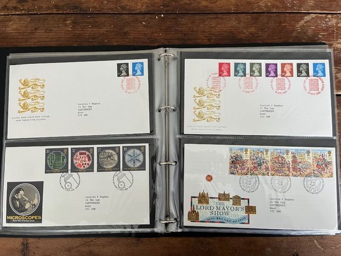 Collection of  74 UK First Day Cover stamps 1987 to 1992 in album plus 5 extra pages and book
