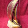 Vintage 1970's Sculpture Brass /  Metal Sailboat On Onyx Stone Base -Signed DeMott Image 10