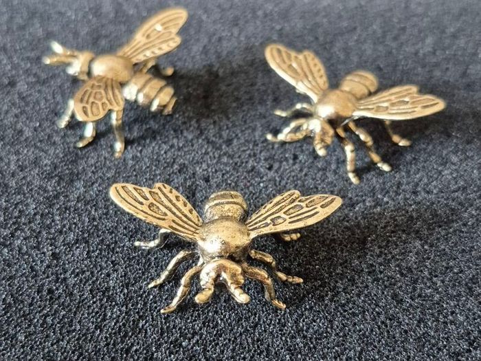 3 brass bees. Solid brass.