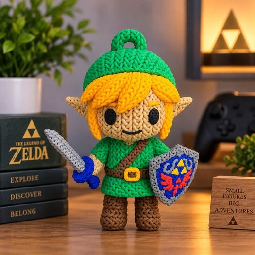 Link Inspired Crochet-Style Figure