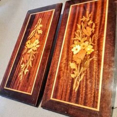 Pair of beautiful inlay wooden panel