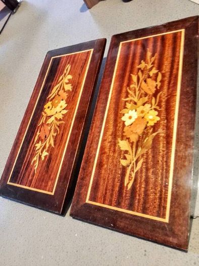Pair of beautiful inlay wooden panel