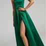 Showpo Queen Of The Night Strapless Maxi Dress In Emerald Satin Uk6 Xs Debs-wedding-formal Dress New Image 3
